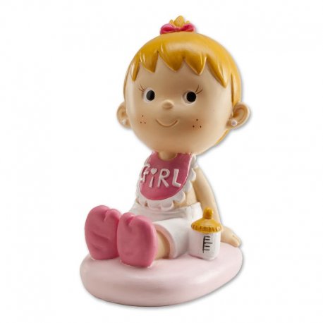 Figurine Baptême Fille avec Bavoir