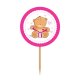 6 Toppers en Forme d'Ours Rose et Bleu